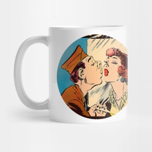 Passionate kiss through the window Mug